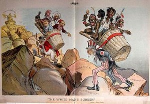 Political Cartoon early 20th Century reads "White Man's Burden"