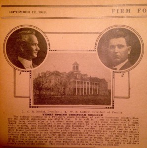 C. R. Nichol as President of Thorp Spring in 1916 in the Firm Foundation 